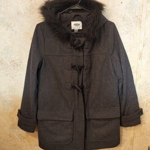 Old Navy Wool Hooded Zip and Button Front Jacket